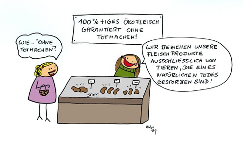 Cartoon: Öko-Fleisch (medium) by Any tagged ernährung,öko