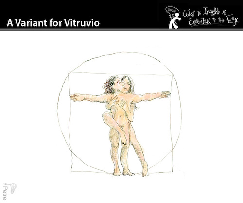 Cartoon: A Variant for Vitruvio (medium) by PETRE tagged vitruvio,love,couple,davinci