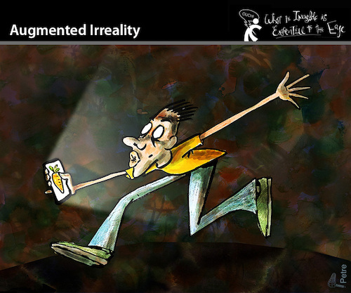 Cartoon: Augmented Irreality (medium) by PETRE tagged handy,socialmedia,smartphone