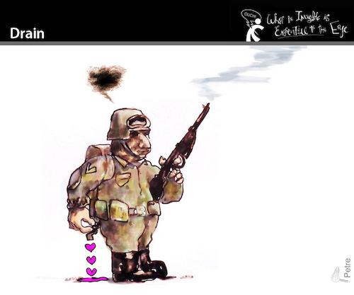 Cartoon: Drain (medium) by PETRE tagged army,war,krieg,soldier,violence,loveless,love