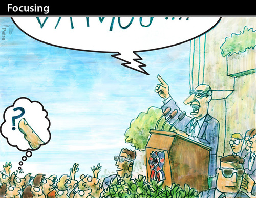 Cartoon: Focusing (medium) by PETRE tagged ideology,politics