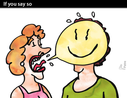 Cartoon: If you say so (medium) by PETRE tagged language,couples,discussions