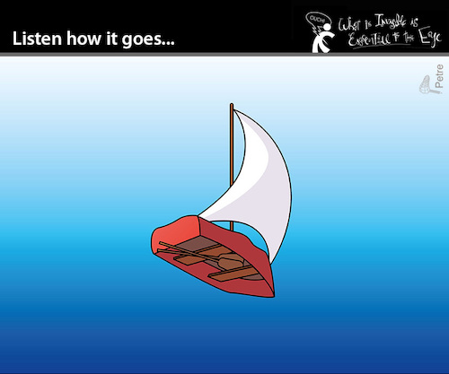 Cartoon: Listen how it goes (medium) by PETRE tagged flying,sailing,wind,schief,boat