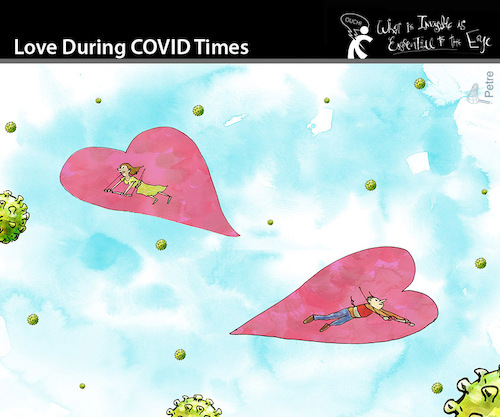 Cartoon: Love during COVID times (medium) by PETRE tagged liebe,love,covid,pandemic