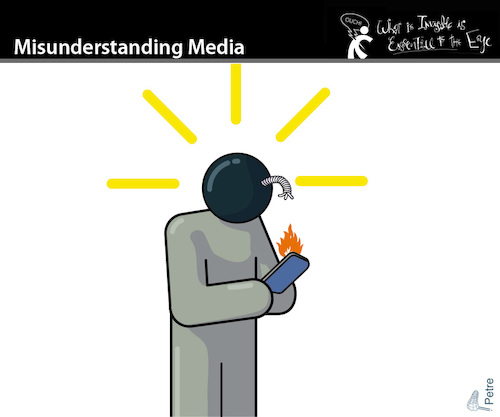 Cartoon: Misunderstanding Media (medium) by PETRE tagged mcluhan,media,socialnetwork,iphone