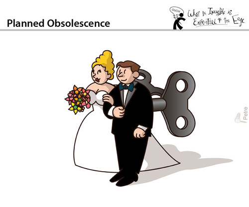 Cartoon: Planned Obsolescence (medium) by PETRE tagged marriage,couples