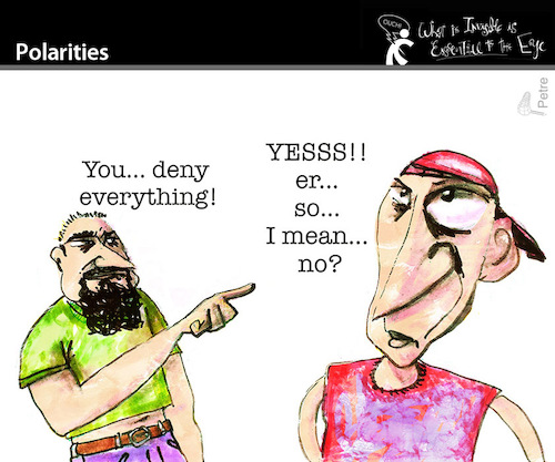 Cartoon: Polarities (medium) by PETRE tagged yes,no,polarization