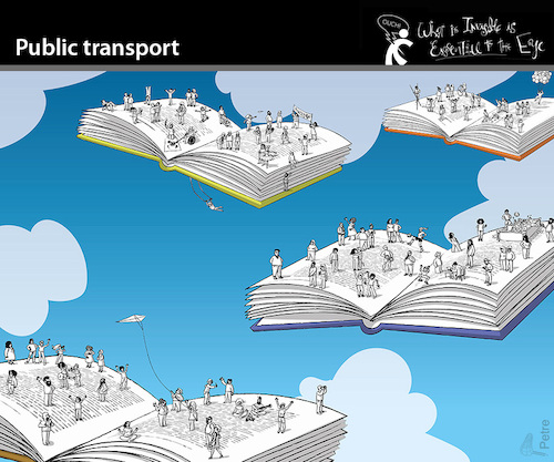 Cartoon: Public Transport (medium) by PETRE tagged bücher,books,publictransport,leute,crowd