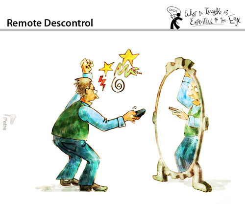 Cartoon: Remote Descontrol (medium) by PETRE tagged mirror,tv