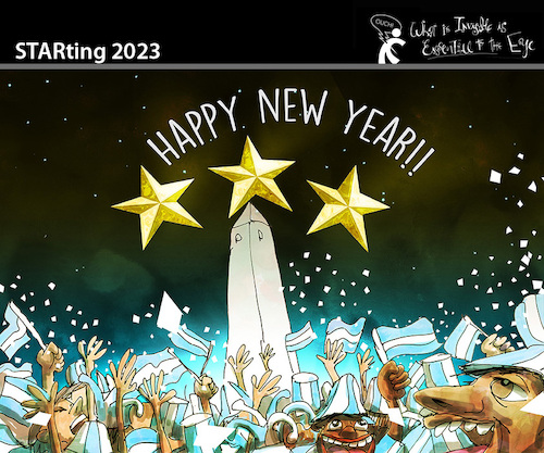 Cartoon: STARting 2023 (medium) by PETRE tagged happynewyear,frohesneuesjahr