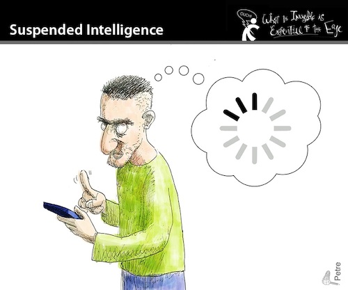 Cartoon: Suspended Intelligence (medium) by PETRE tagged handy,smartphone,intelligence