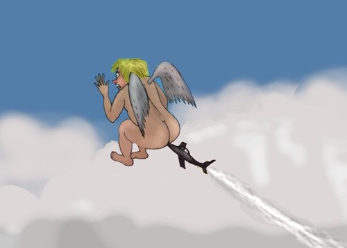 Cartoon: Crasch (medium) by Hezz tagged angel,airplane,rumpa