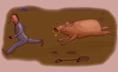 Cartoon: Der Alltag (medium) by Hezz tagged schwein,gris,grippe,sika
