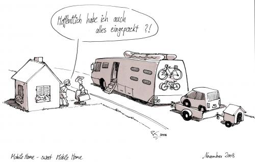Cartoon: Home - sweet mobile home (medium) by Peter Knoblich tagged urlaub,holidays,mobile,home,wohnmobil,caravan,familie,family