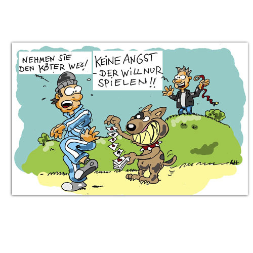 Cartoon: Der will nur spielen.. (medium) by ALEXander tagged freizeit,köter,spielen,sport,jogger,hunde,karten,sprüche