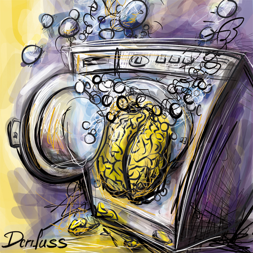 Cartoon: Hangover (medium) by derrfuss tagged gehirnwäsche,waschmaschine,kater,politik,brainwash