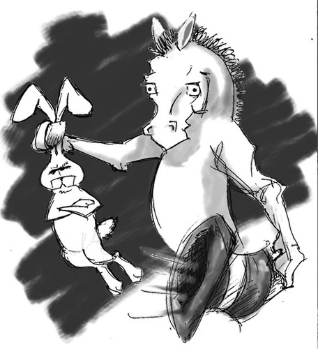 Cartoon: One Trick Pony (medium) by ellemrcs tagged tricks,hat,rabbit,pony,trick,one