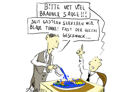Cartoon: Blaue Tunke (medium) by Matthias Stehr tagged politik,bürgermeister,afd,demokratie