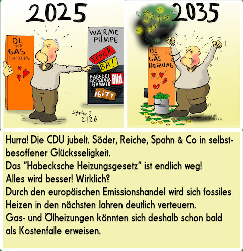 Cartoon: Heizhammer 2035 (medium) by Matthias Stehr tagged heizungsgesetz,habeck,cdu,klimawende,klima