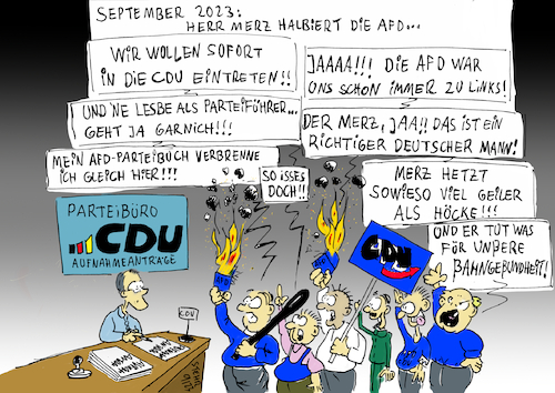 Cartoon: Herr Merz halbiert die AFD (medium) by Matthias Stehr tagged merz,cdu,afd,nazis