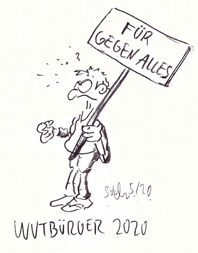 Cartoon: Wutbürger 2020 (medium) by Matthias Stehr tagged wutbürger,corona,demonstrationen