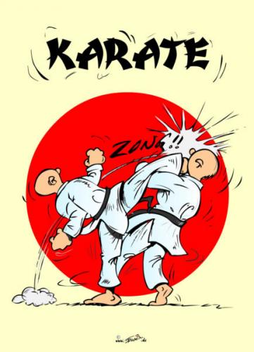 Cartoon: Karate - UraMawashiGeri (medium) by Trumix tagged karate,uramawashigeri,kampfsport