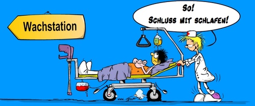 Cartoon: Neues aus der Klinik V (medium) by Trumix tagged klinik,zuzahlung,krankenhaus,kosten,reha,hüfte,krücken