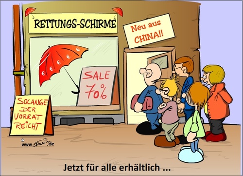 Cartoon: Rettungsschirm (medium) by Trumix tagged eurokrise,euroschwäche,griechenland,italien,rettungsschirm,trummix