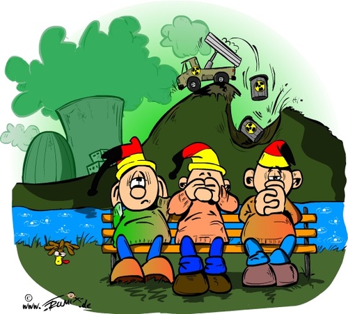 Cartoon: War da was? (medium) by Trumix tagged müll,atommüll,trummix,laufzeitverlaengerung,merkel,kompromiss,kkw,revolution,energie,atompolitik,atomlaufzeiten,akw,strahlen,endlager