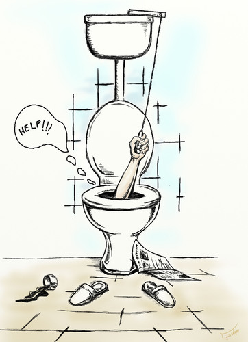 Cartoon: Help (medium) by gartoon tagged toilett
