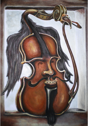 Cartoon: Red violin (medium) by gartoon tagged violin,red,music,art,musical,instrument