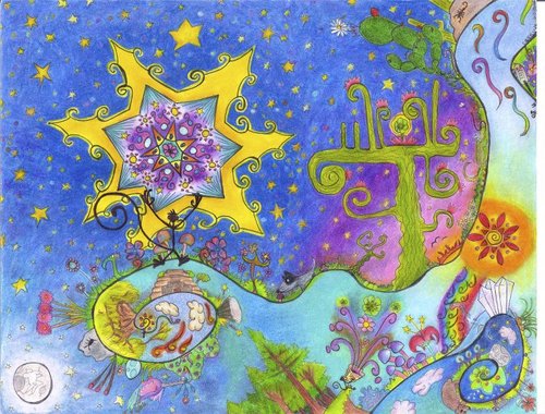 Cartoon: resonant star (medium) by ChuenUuc tagged star,live,peyote,estrella,vida,sol,luna