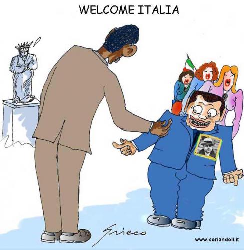 Cartoon: WELCOME ITALIA (medium) by Grieco tagged grieco,obama,america,berlusconi