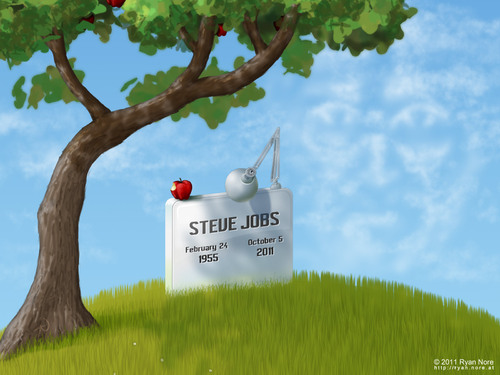 Cartoon: Tribute to Steve Jobs - RIP (medium) by RyanNore tagged jobs,steve,pixar,photoshop,painting,digital,apple