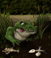 Cartoon: Sump Sup (small) by RyanNore tagged crocodile swamp toad frog skeleton