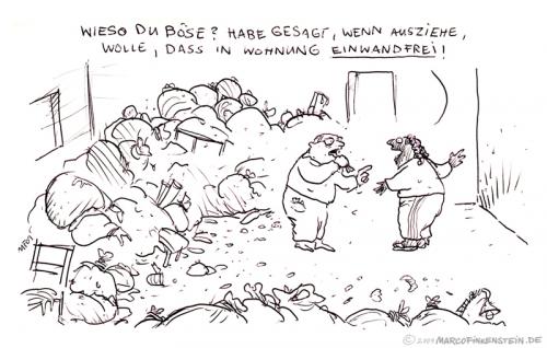 Cartoon: Einwandfrei (medium) by MarcoFinkenstein tagged einwandfrei,auszug,chaot,vermieter,mieter,verständigung,schwierigkeit,rent,flat,übergabe,wut,missverständnis