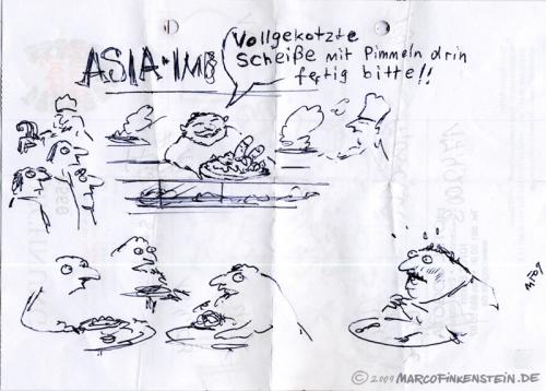 Cartoon: Neulich im Asia-Imbiss. (medium) by MarcoFinkenstein tagged asia,imbiss,ekelhaft,peinlich,pimmel,kotze,scheiße