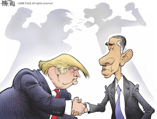 Cartoon: Obama -Trump (medium) by Amir Taqi tagged obama