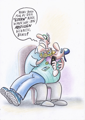Cartoon: abstillen (medium) by Petra Kaster tagged eltern,kinder,erziehung,finanzen,eltern,kinder,erziehung,finanzen