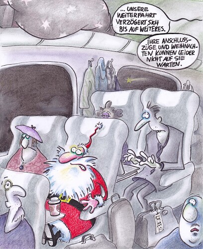 Cartoon: weihnachtsausfall (medium) by Petra Kaster tagged weihnachten,diebahn,zugverspätungen,weihnachtsmann,verkehr,zugverkehr,urlaub,weihnachtsferien,weihnachten,diebahn,zugverspätungen,weihnachtsmann,verkehr,zugverkehr,urlaub,weihnachtsferien