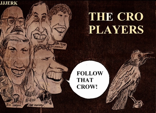 Cartoon: Cro Players (medium) by jjjerk tagged 1988,dublin,ireland,players,crow,caricature,cartoon