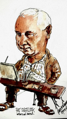 Cartoon: Pat Sherlock (medium) by jjjerk tagged pat,sherlock,artist,wicklow,ireland,painter,famous,paint