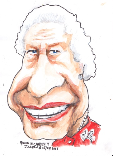 Cartoon: Queen Elizabeth 11 (medium) by jjjerk tagged queen,caricature,portrait,cartoon,monarchy,red,england,english,elizabeth