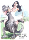 Cartoon: Beauty and the Beast 2 (small) by jjjerk tagged beauty,beast,caricature,castle,dinasur,white,dress,fantacy,fairytale