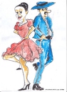 Cartoon: Spanish dance one (small) by jjjerk tagged spain,cartoon,caricature,dancers,dance,red,blue,hat