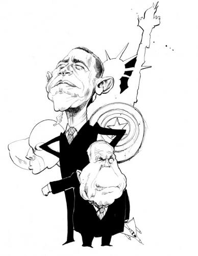 Cartoon: Obama (medium) by Hoppmann tagged karikatur,illustration,portrait,caricature