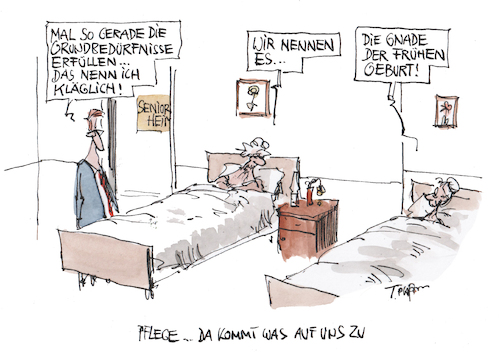 Cartoon: Mal so gerade (medium) by plassmann tagged pflege,pflegereform,alter