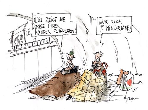 Cartoon: no title (medium) by plassmann tagged krise,milliardäre,armut