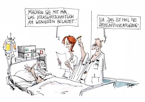 Cartoon: patientenverfügung (medium) by plassmann tagged health,medicin,dead,doctor