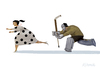 Cartoon: 1 (small) by popov tagged ice,hockey,puck,woman,goalkeeper,dress,chase,drive,passion